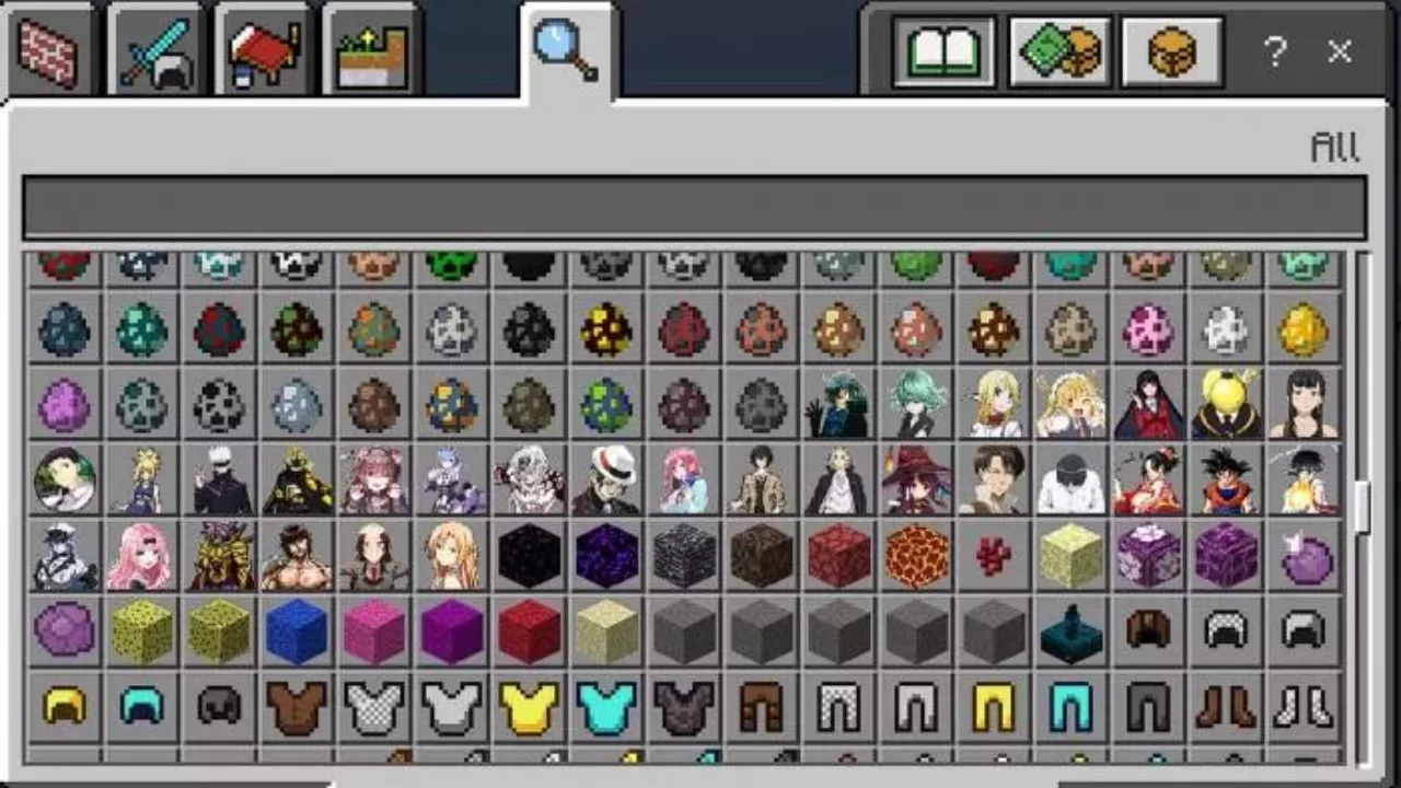 Characters spawners from Anime Universe Mod for Minecraft PE