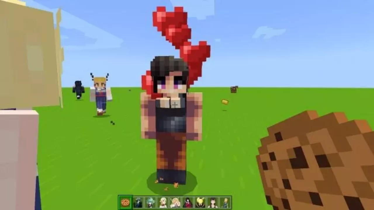 Process of taming the waifu from Anime Universe Mod for Minecraft PE