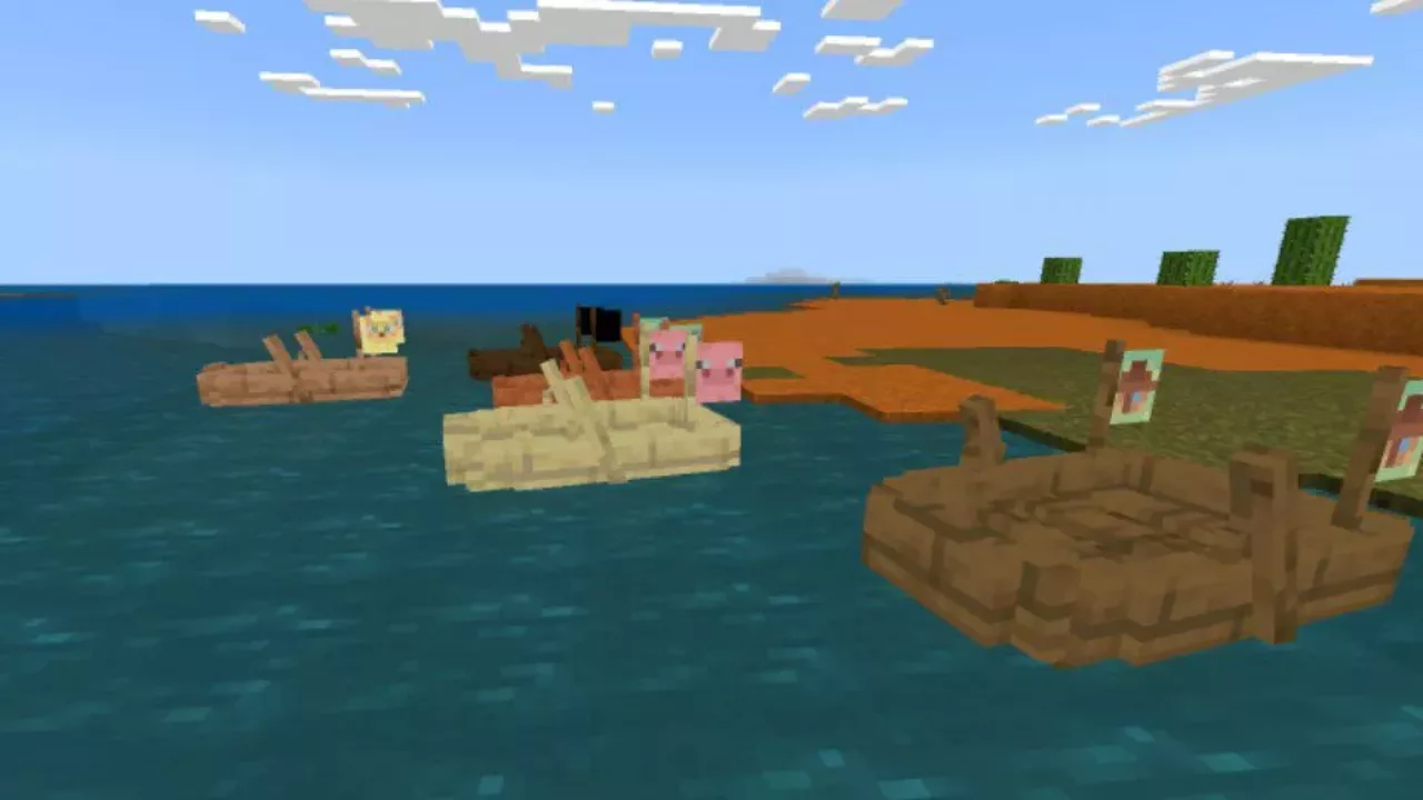 Boats from Aesthetic Texture Pack for Minecraft PE
