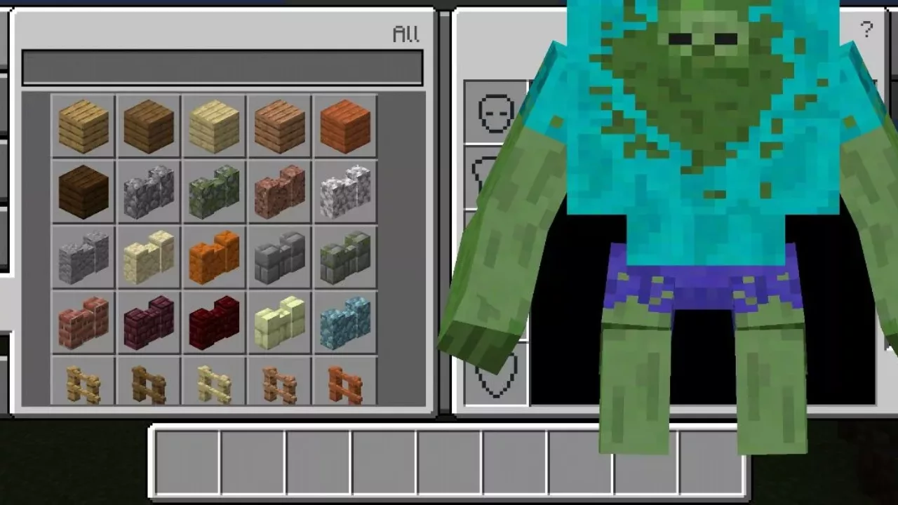 Inventory from Zombie Costume Mod for Minecraft PE