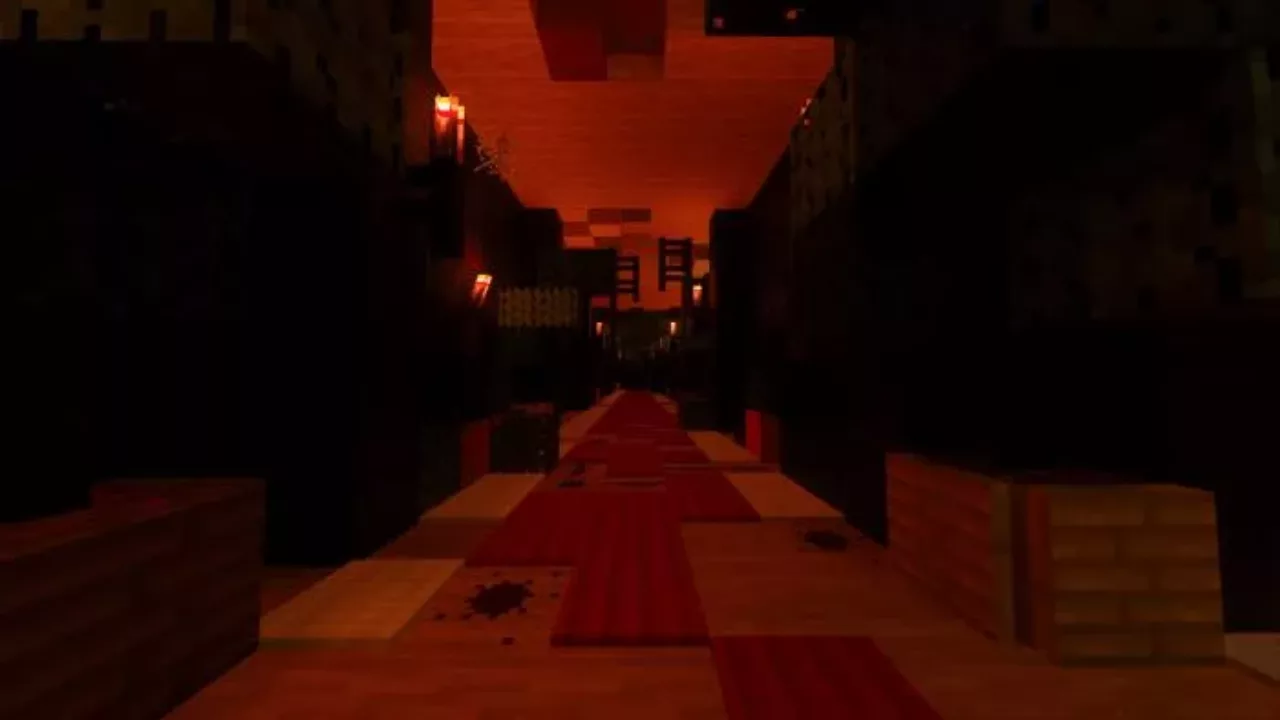Dark Hall in Survival Mansion Map for Minecraft PE