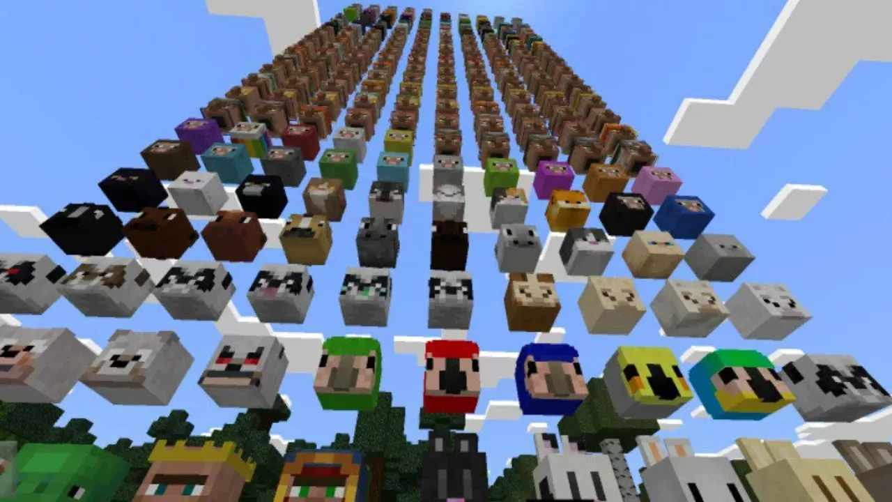 All Mobs from Mob Heads Mod for Minecraft PE