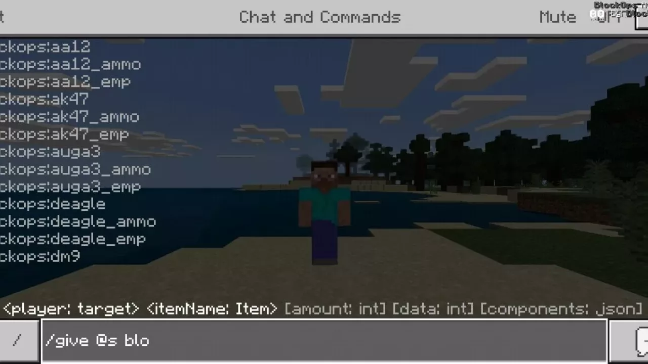 Commands from Firearms Mod for Minecraft PE
