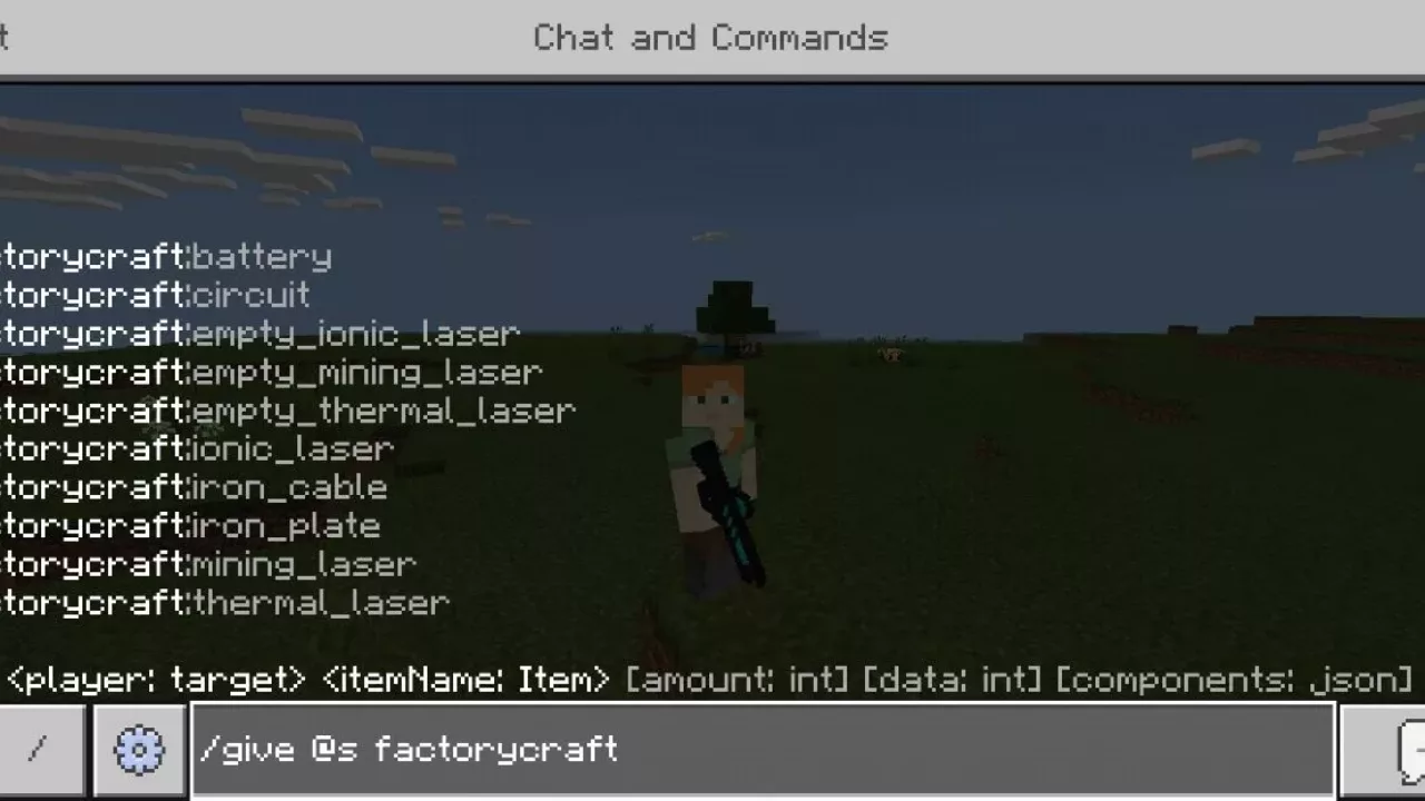 Commands from Laser Weapon Mod for Minecraft PE