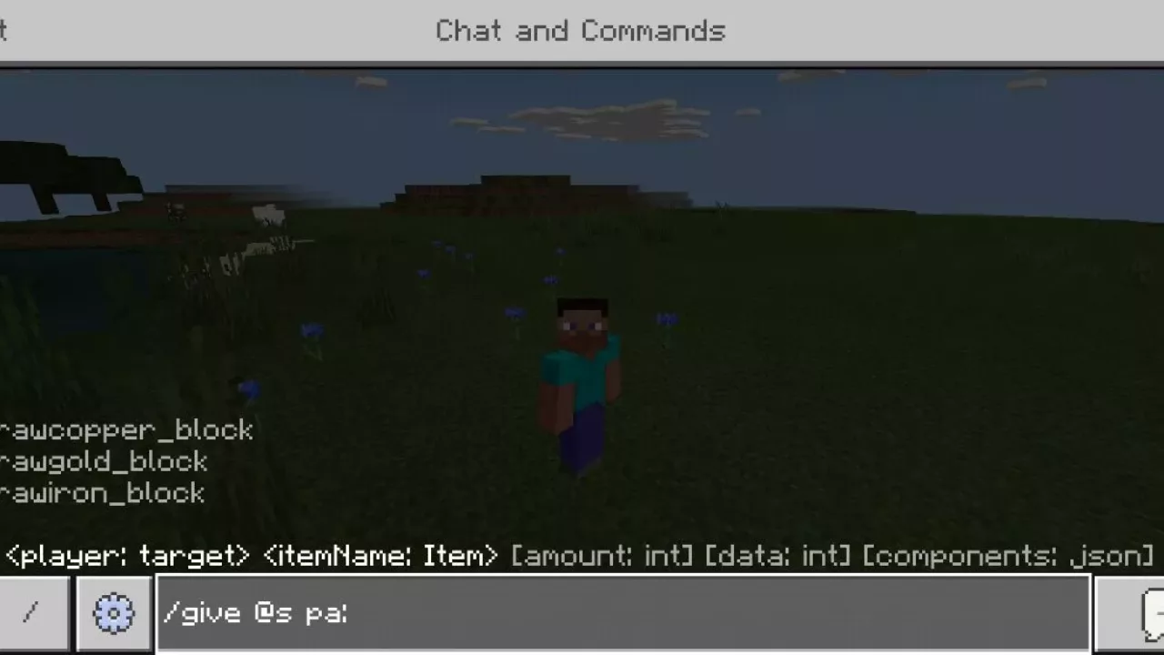 Commands from Raw Ore Mod for Minecraft PE