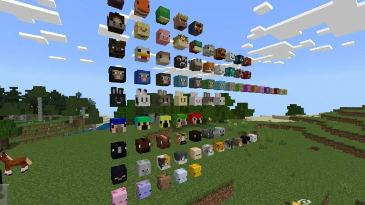 Different Types from Mob Heads Mod for Minecraft PE