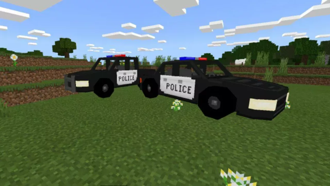 Different Variants from Police Car Mod for Minecraft PE