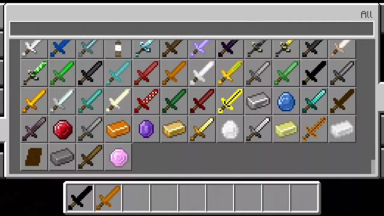 Inventory from God Sword Mod for Minecraft PE