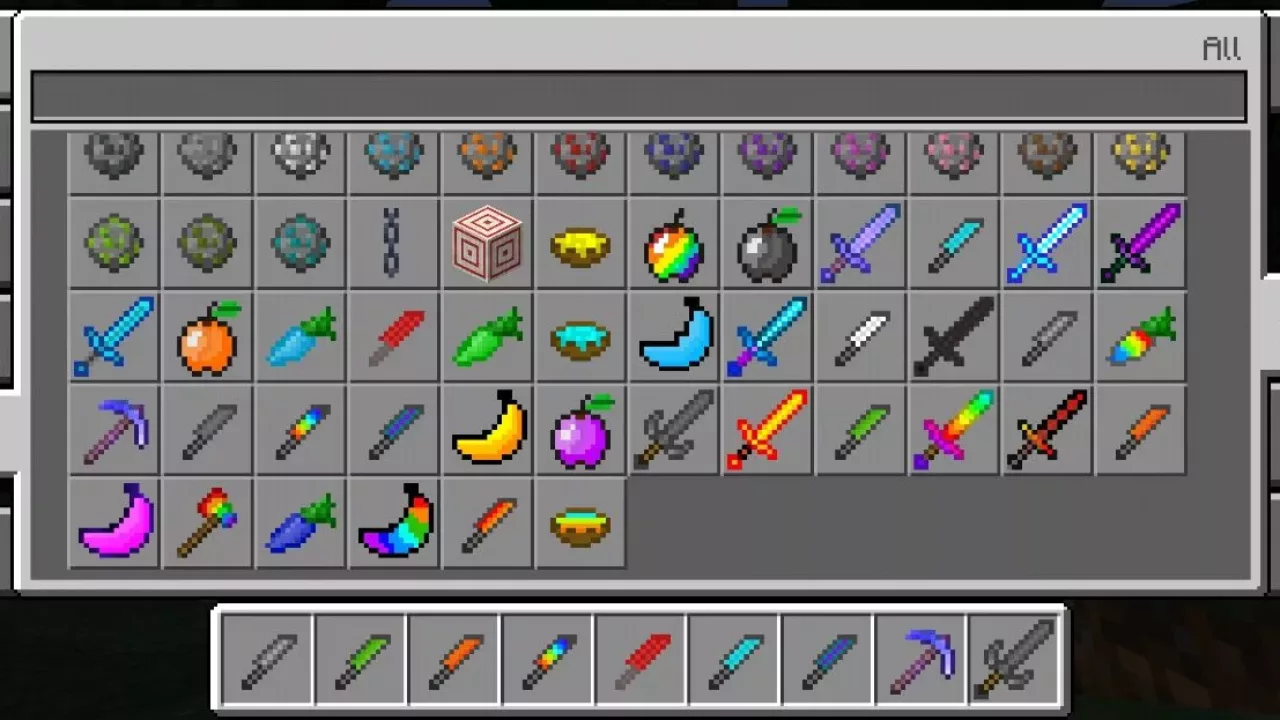 Inventory from Knives Mod for Minecraft PE