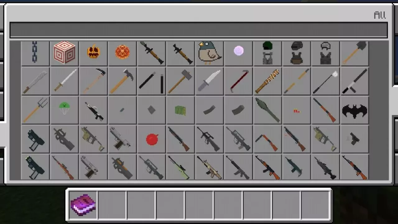 Inventory from Military Weapon Mod for Minecraft PE