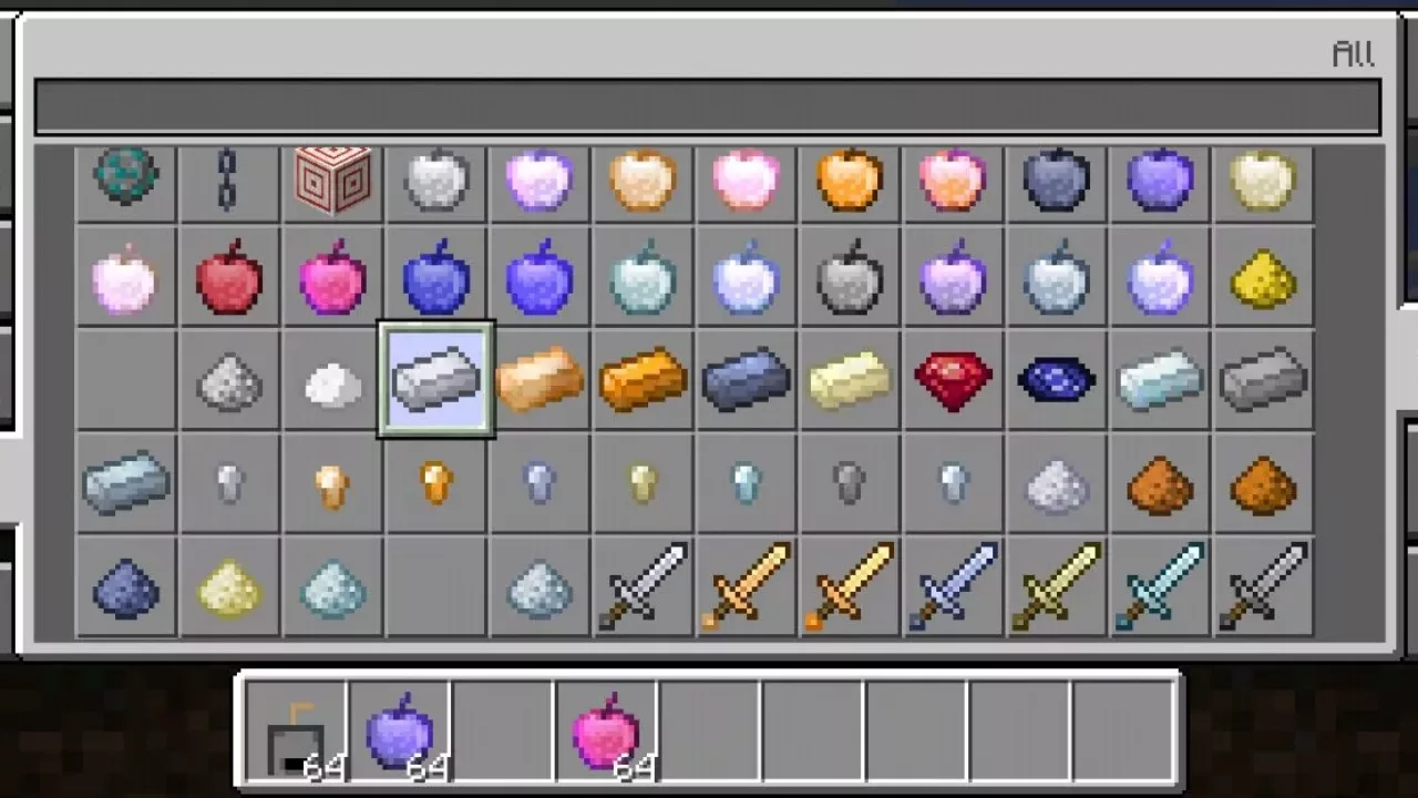 Inventory from More Ores Mod for Minecraft PE