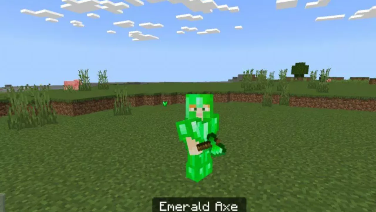 Axe from Emerald Sword Mod for Minecraft PE