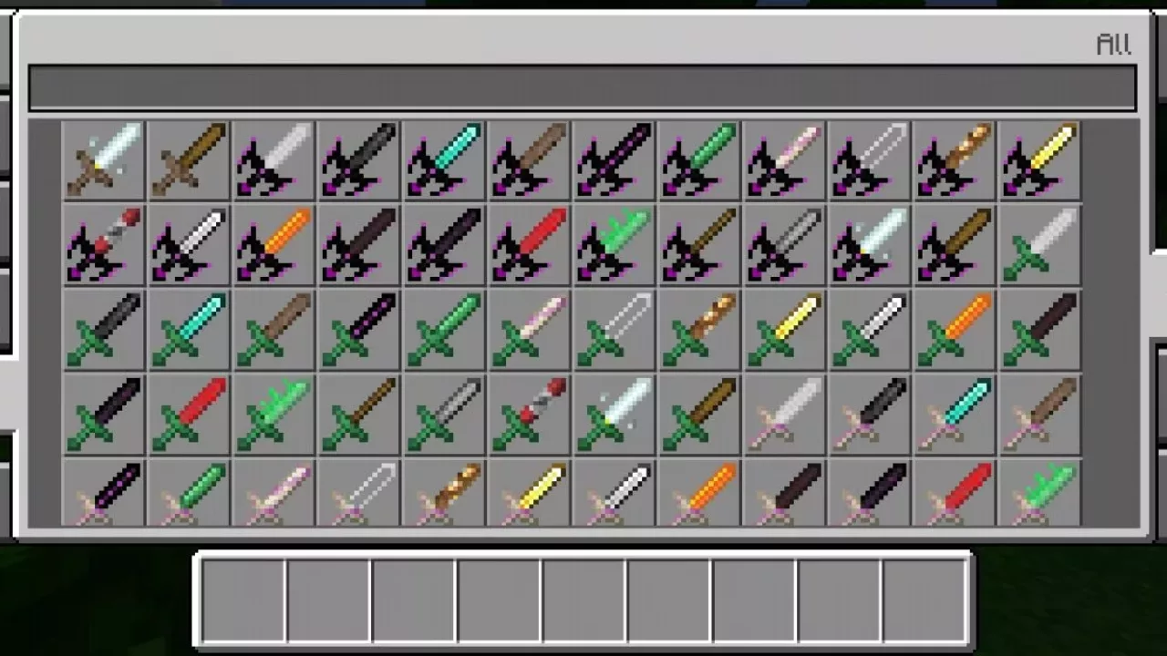 Commands from Purple Sword Mod for Minecraft PE