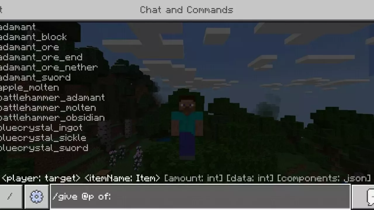 Commands from Sword Recipe Mod for Minecraft PE