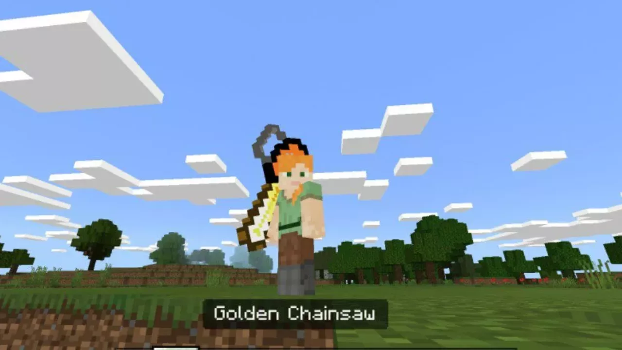 Golden Chainsaw from Chainsaw Mod for Minecraft PE