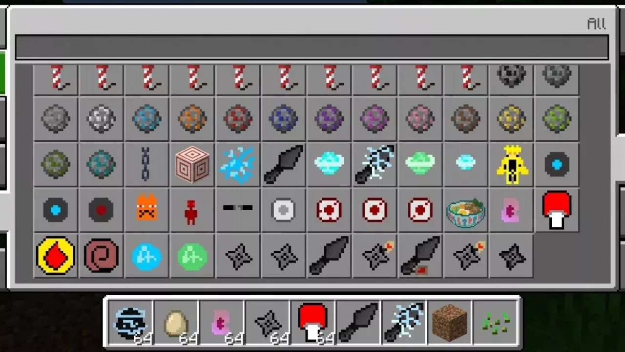 Inventory from Anime Weapon Mod for Minecraft PE