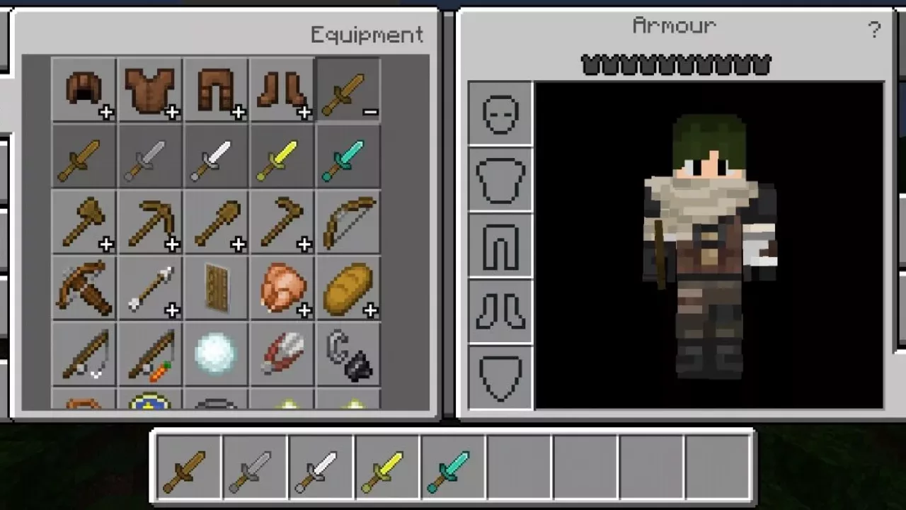 Inventory from Short Sword Mod for Minecraft PE