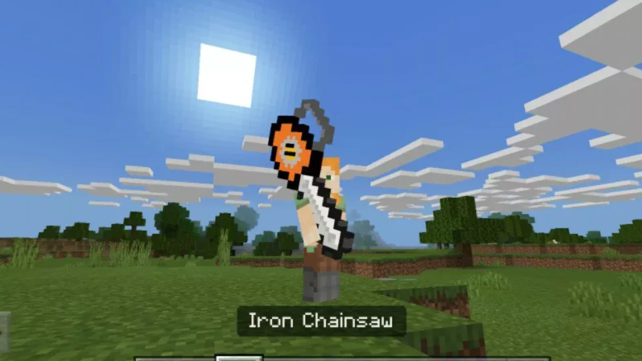 Iron Chainsaw from Chainsaw Mod for Minecraft PE