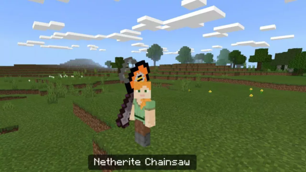 Netherite Chainsaw from Chainsaw Mod for Minecraft PE