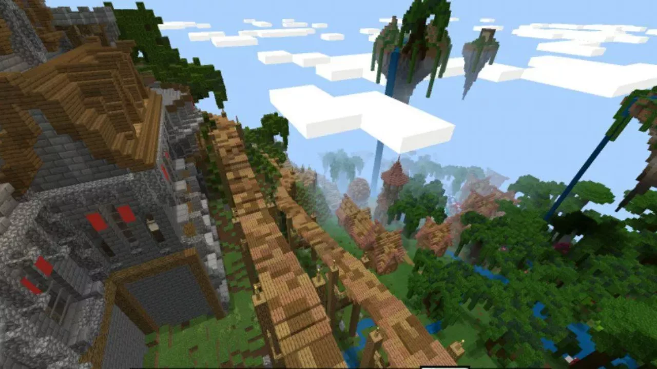 Top View from Mountain with Village Map for Minecraft PE