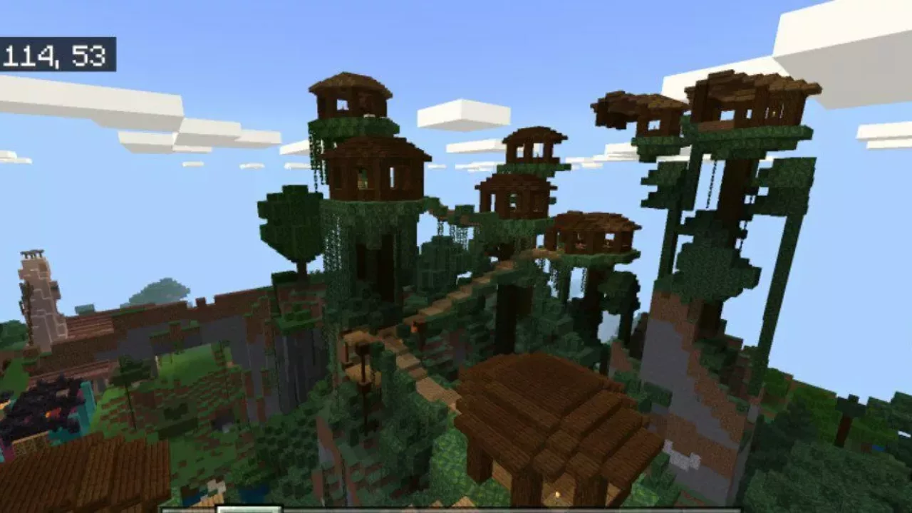 Tree Houses from Zombie Village Map for Minecraft PE