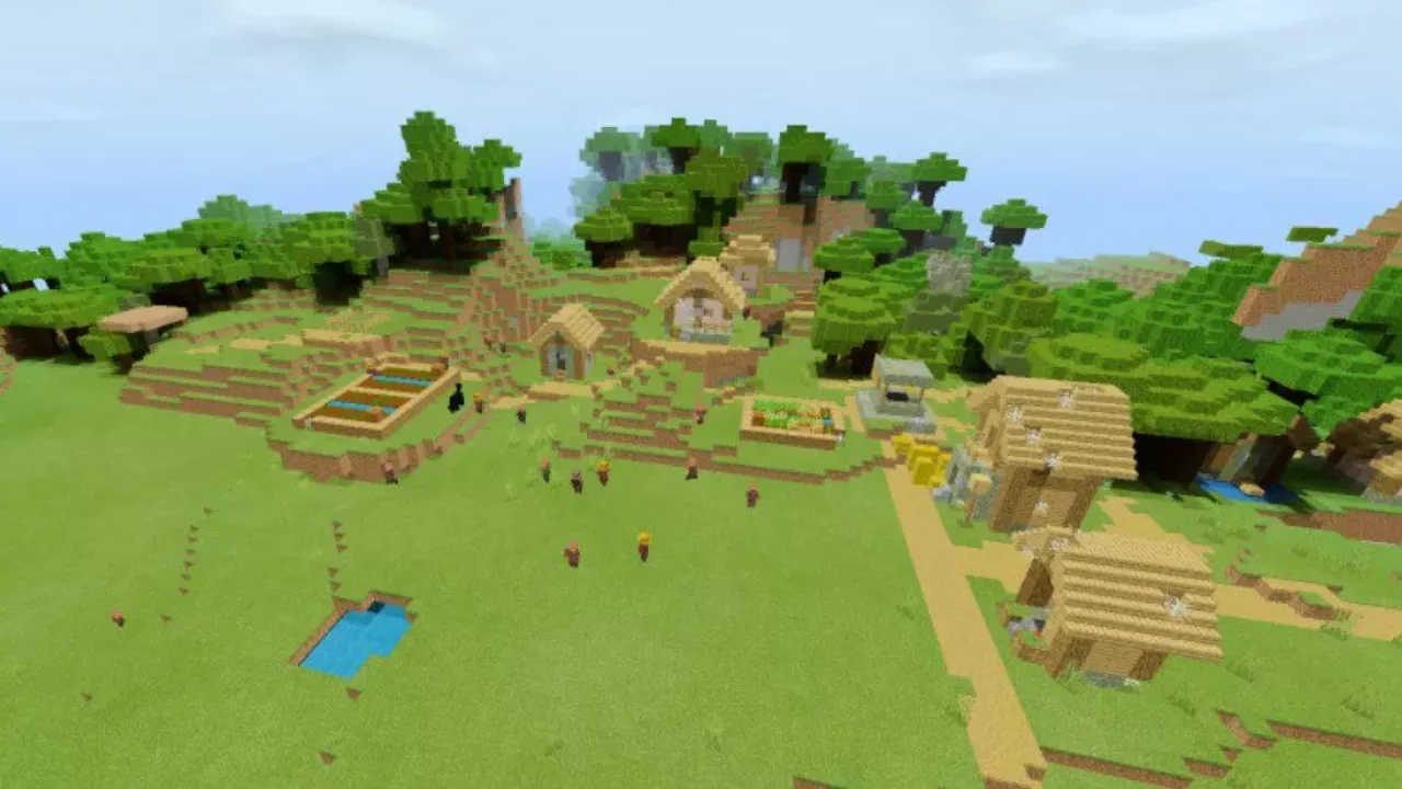 Village from Mountain with Village Map for Minecraft PE