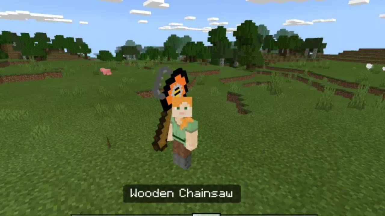 Wooden Chainsaw from Chainsaw Mod for Minecraft PE