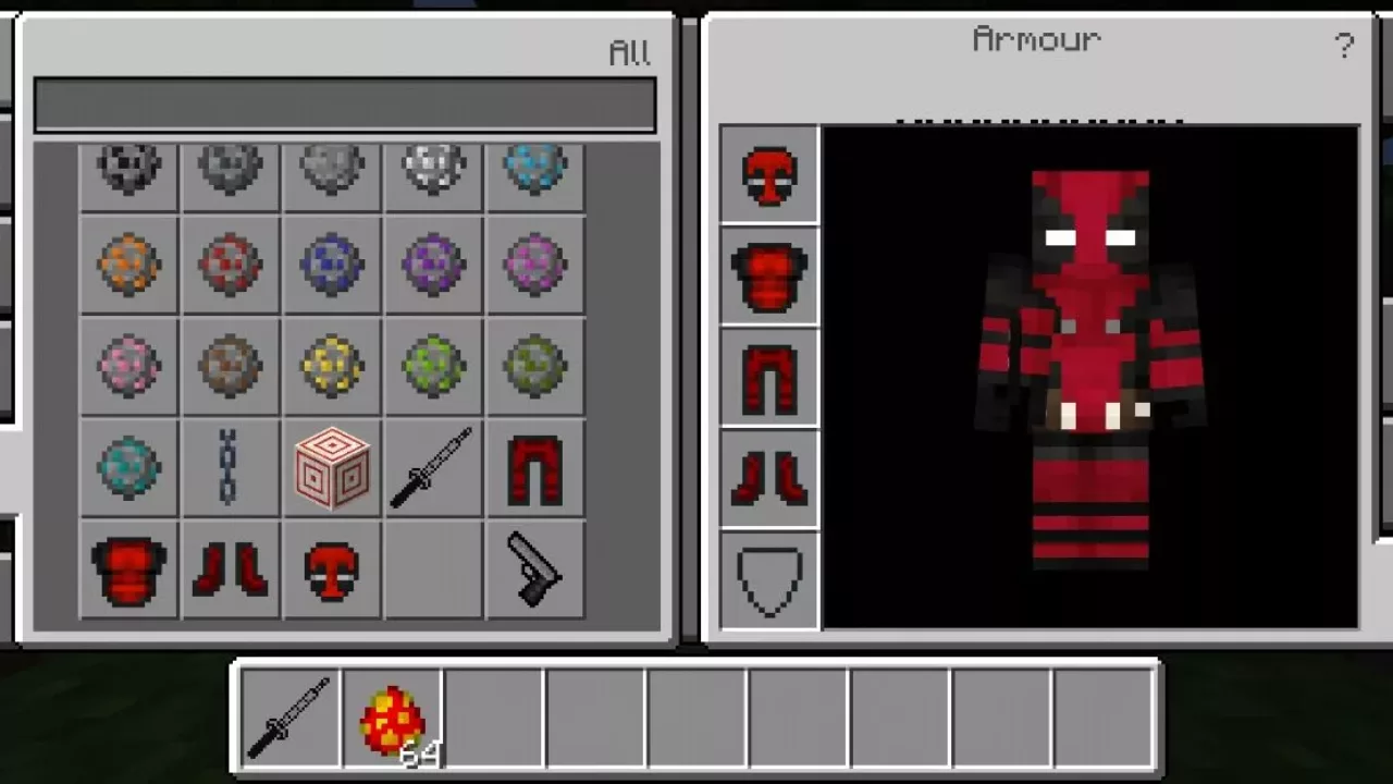 Inventory from Deadpool Mod for Minecraft PE