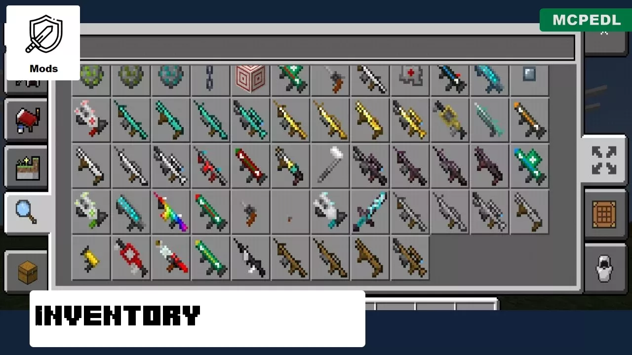 Inventory from Blaster Mod for Minecraft PE