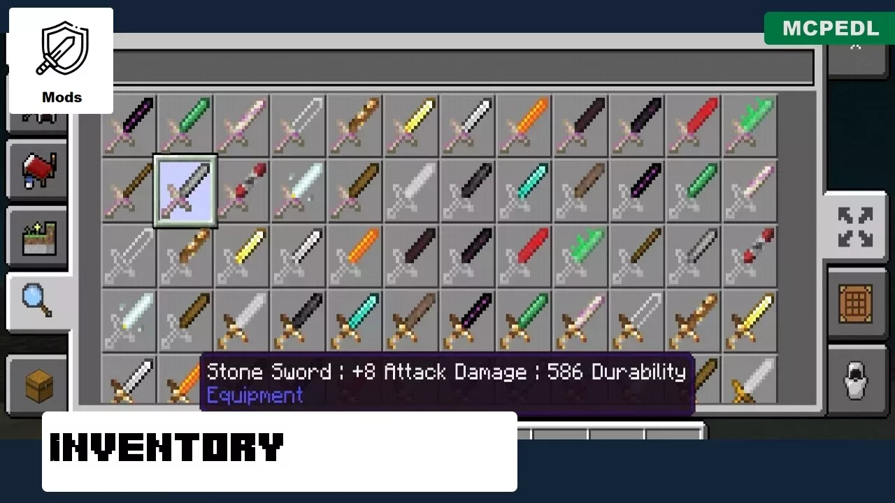 Inventory from Most Powerful Mod for Minecraft PE