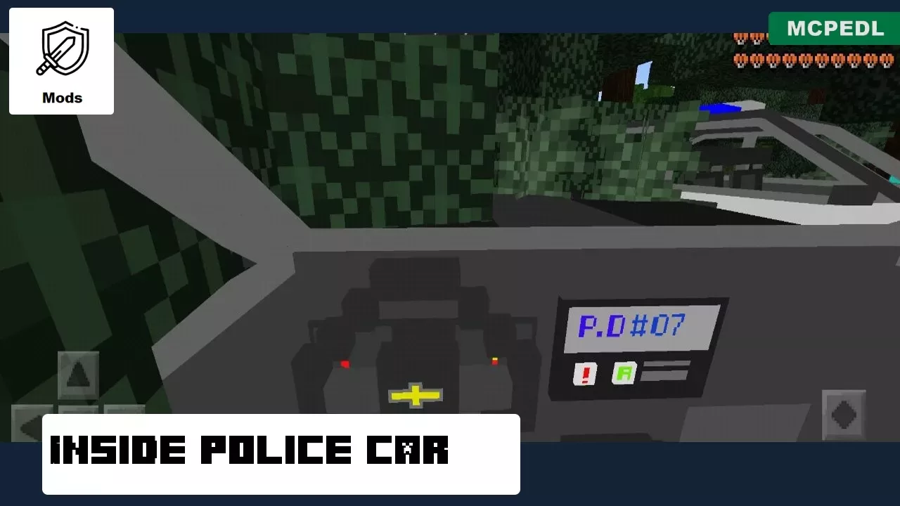 Inside Police Car from Chevrolet Mod for Minecraft PE