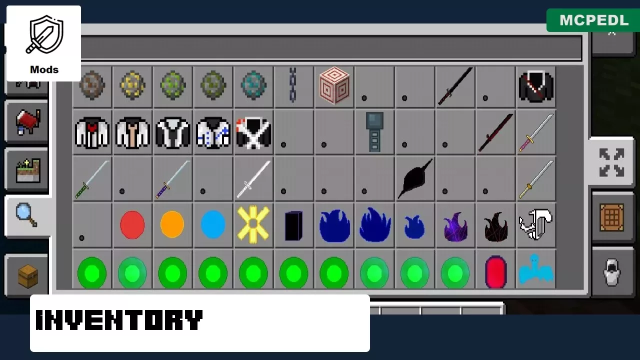 Inventory from Anime Steve Mod for Minecraft PE