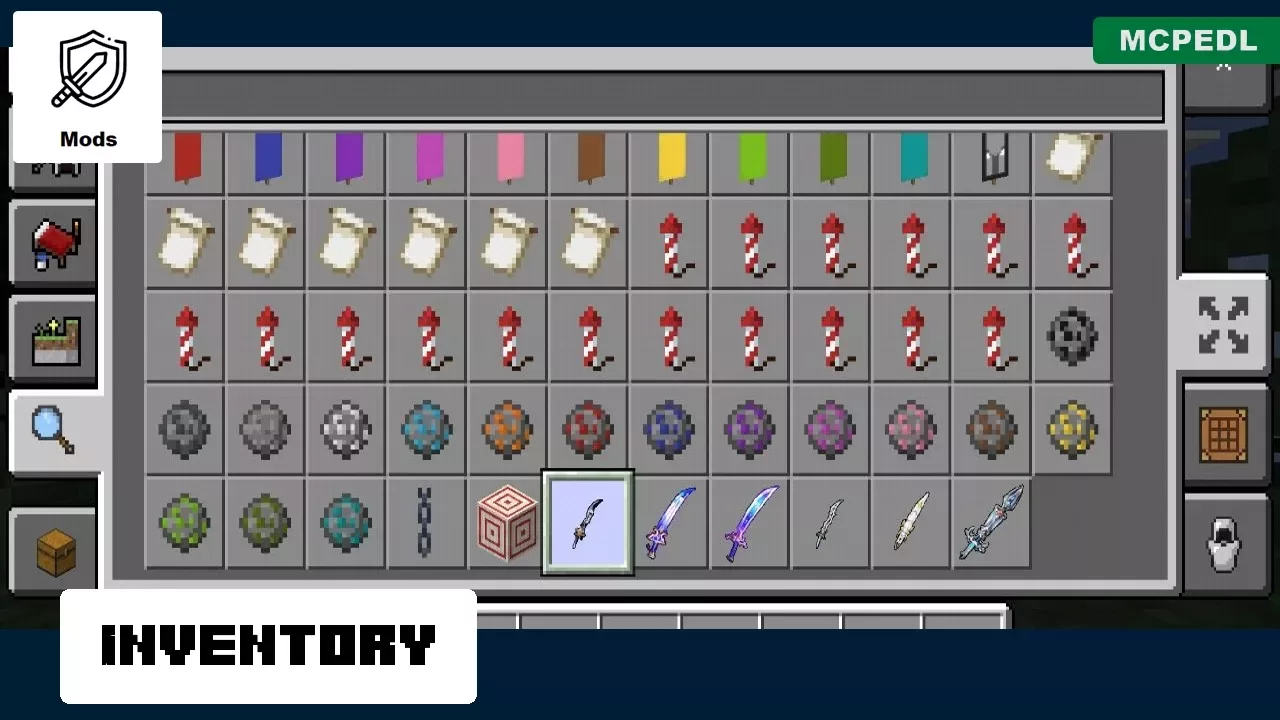 Inventory from Anime Swords Mod for Minecraft PE