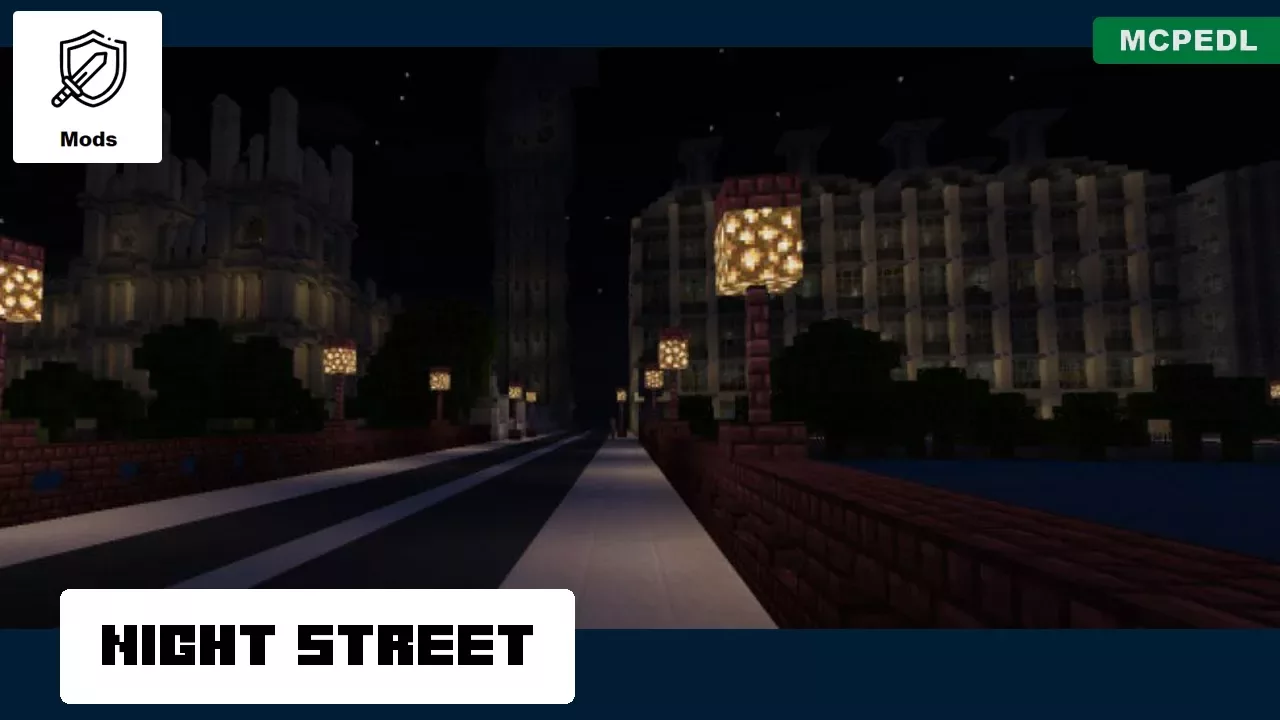 Night Street from London Map for Minecraft PE