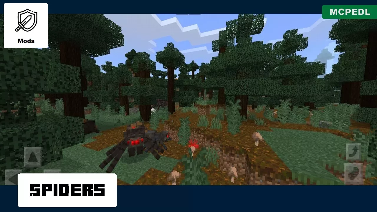 Spiders from Lush Caves Mobs Mod for Minecraft PE