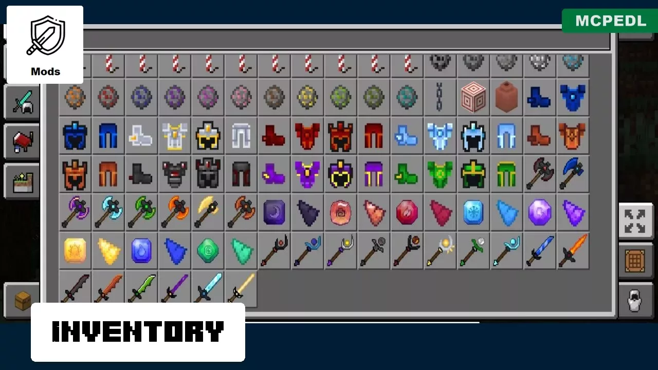 Inventory from Mystic Weapon Mod for Minecraft PE