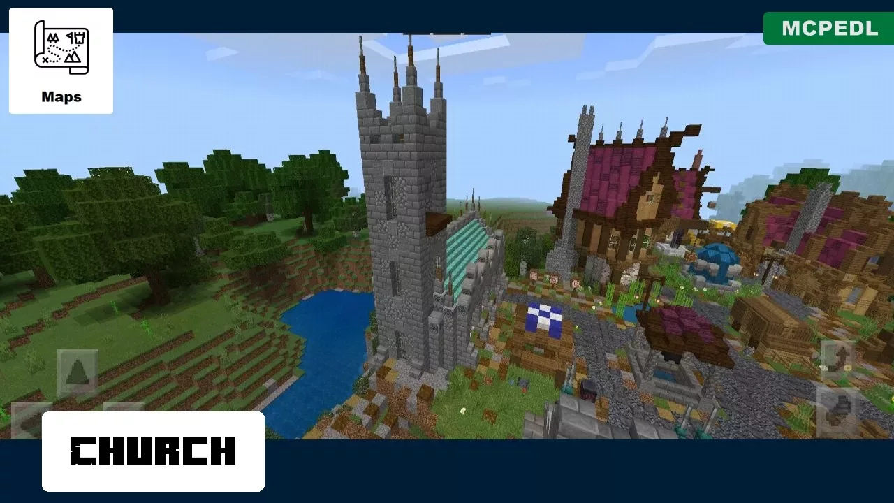 Church from Castle with Village Map for Minecraft PE