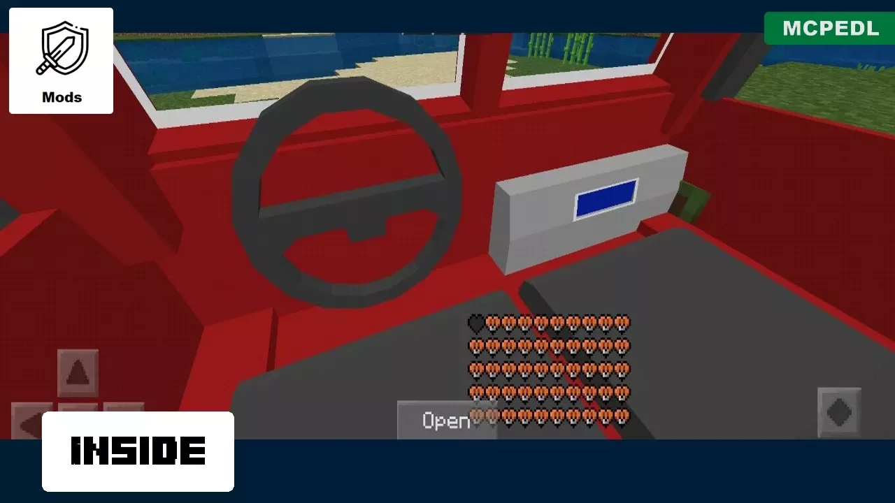 Inside from Fire Truck Mod for Minecraft PE