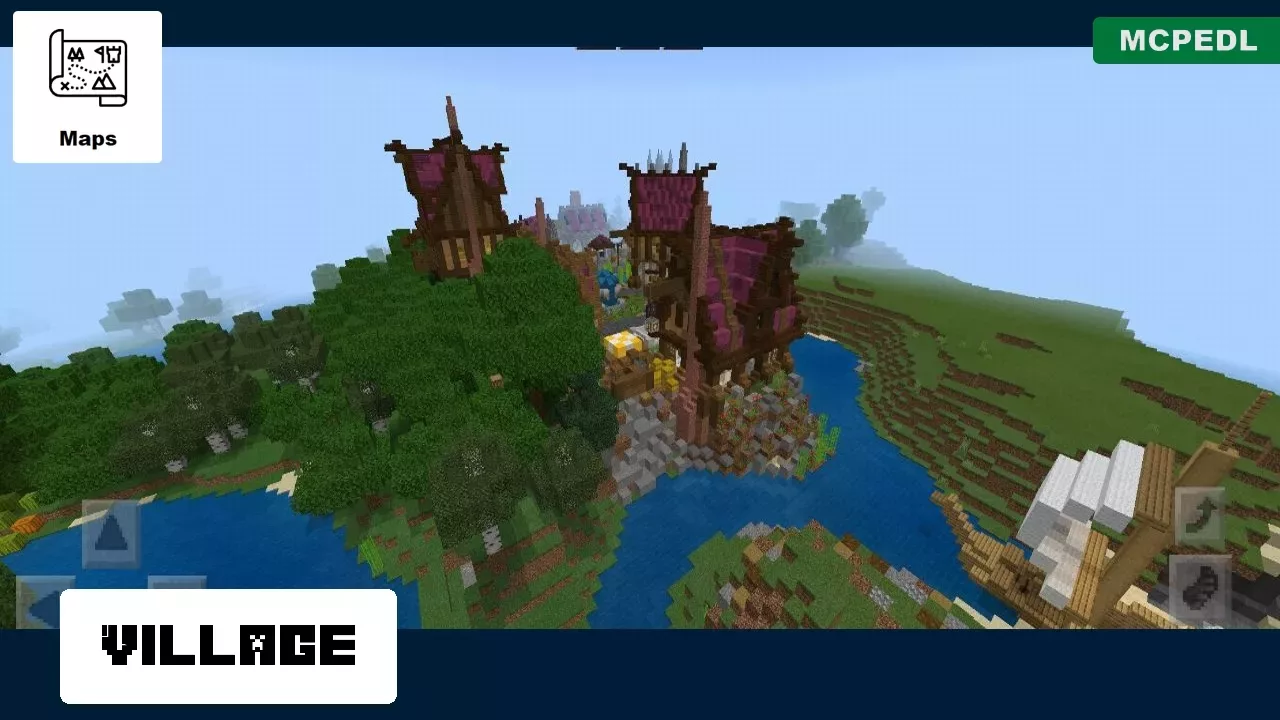 Village from Castle with Village Map for Minecraft PE