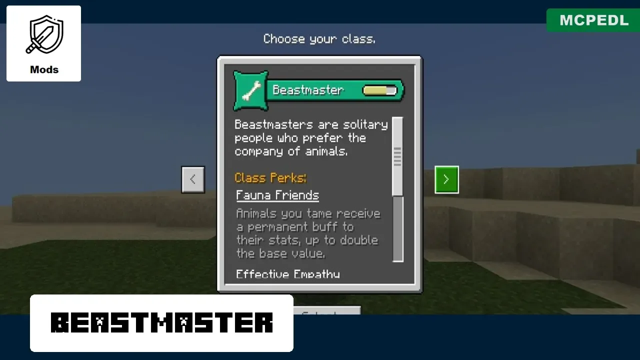 Beastmaster from Races Mod for Minecraft PE