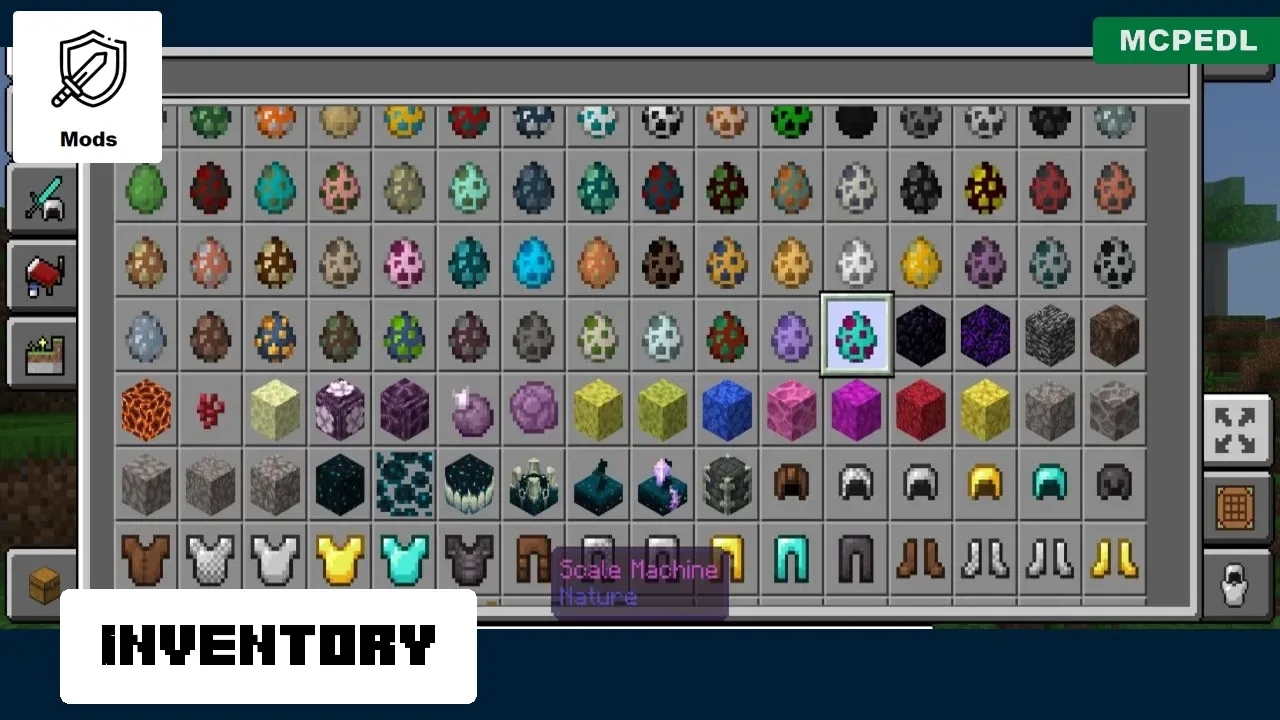 Inventory from Player Magnifier Mod for Minecraft PE